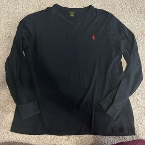 Mens long sleeve black polo